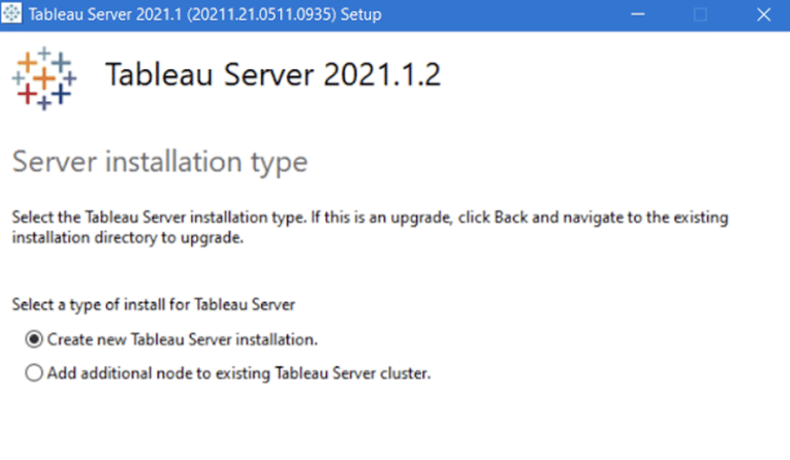 Tạo cài đặt Tableau Server mới